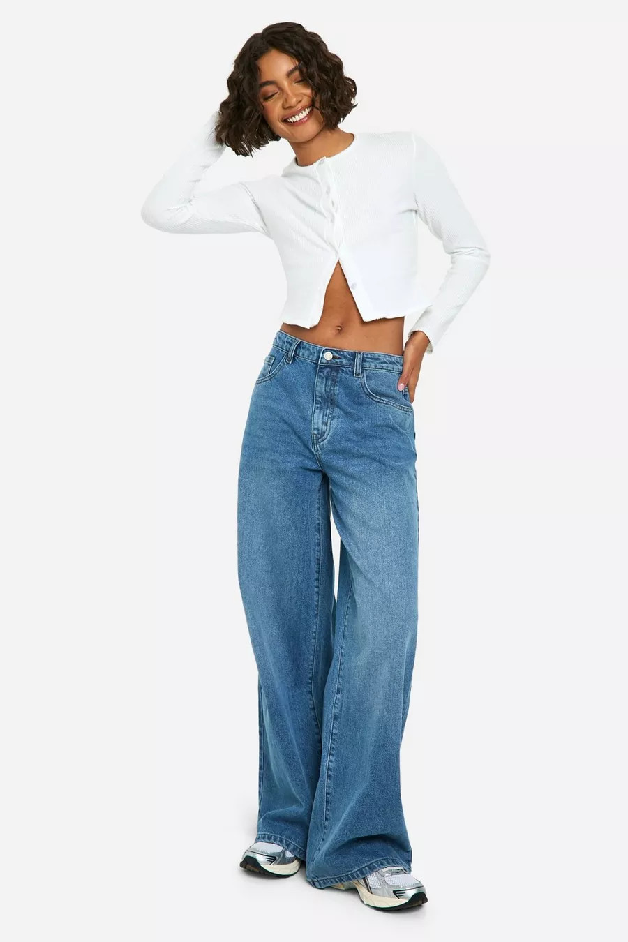 The Tall Mid Rise Wide Leg Jean | Boohoo.com (NL)