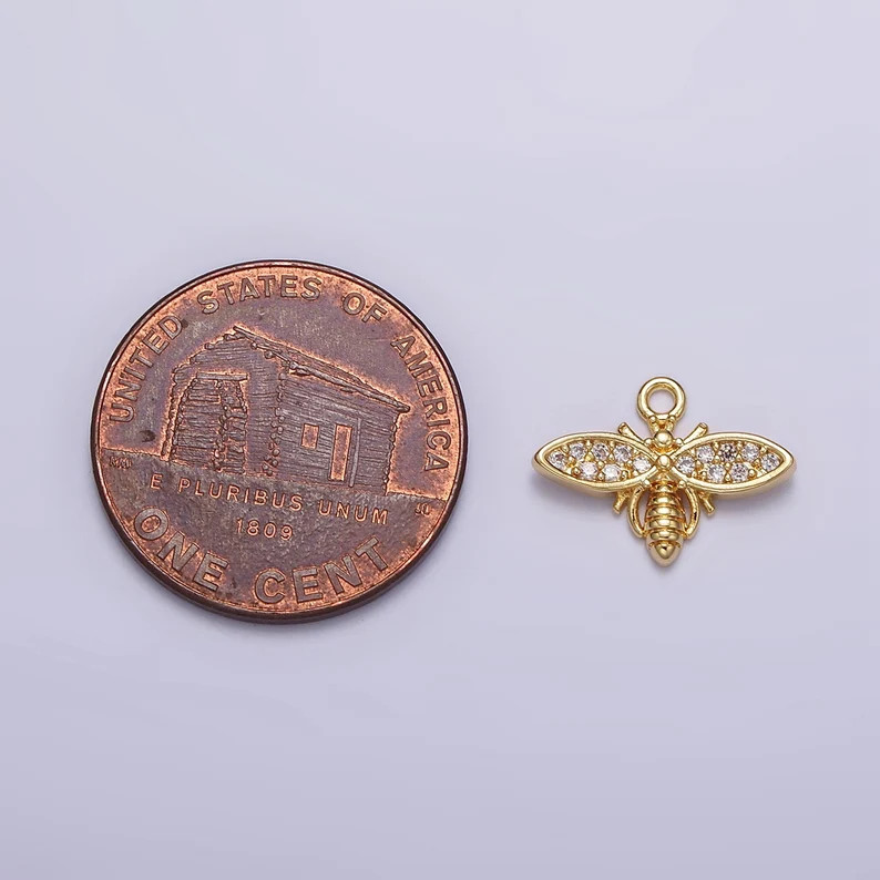 24K Gold Filled Clear Micro Paved CZ Insect Bee Wasps Add-on Charm AC1427 - Etsy | Etsy (US)