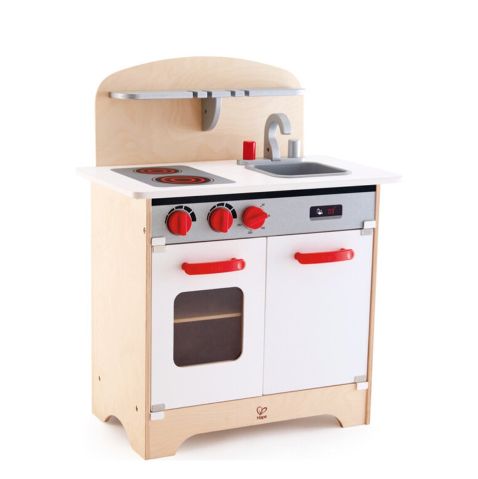 Award winning wooden kitchen for your kids!

HAPE WHITE GOURMET KITCHEN: FULLY EQUIPPED - With its turnable, clicking knobs, fridge with shelf, oven with window, water tap and sink, the White Gourmet Kitchen has everything you need to prepare a delicious meal. Hobs include adjustable knobs that make realistic clicking sounds when turned. The kitchen’s sink and its adjustable hot and cold taps can be removed for cleaning purposes. Made using high-quality wood for a realistic, modern look that is both sturdy and highly durable. Hape Gourmet play kitchen for toddlers is a little Master chefs cooking dream. 

This real-life kitchen design will help kids cook a variety of dishes with just a little imagination needed. 

This kitchen for kids encourages children to develop their creative thinking, oral skills, healthy eating habits, fine motor skills while practicing basic cooking techniques. Award winning product

#LTKBump #LTKKids #LTKBaby