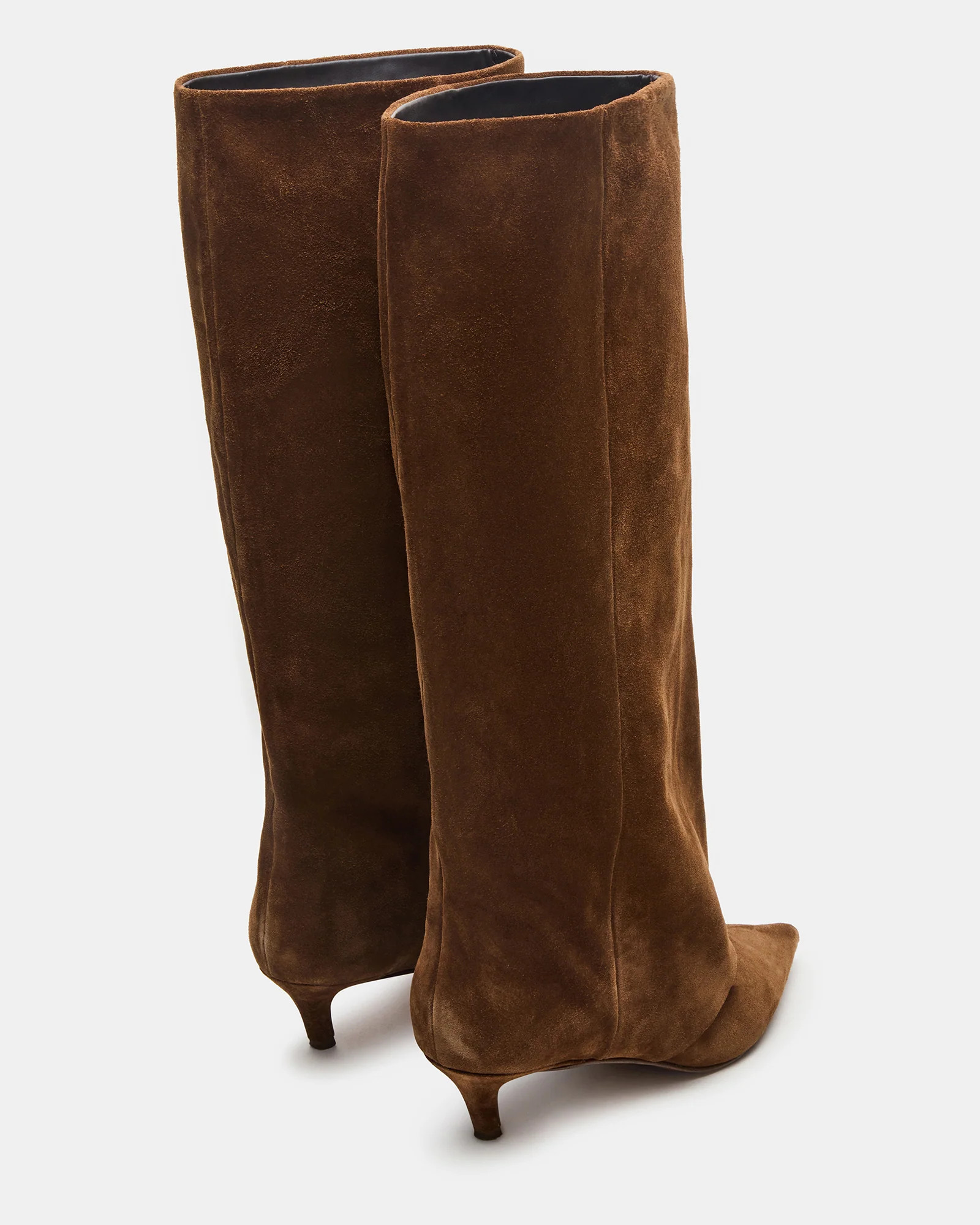 LUCA Chestnut Suede Pointed-Toe Cuffed Kitten Heel Women's Boot | Steve Madden (US)