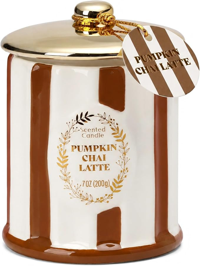Fall Scented Candles Pumpkin Latte Spice Candle, 7oz Soy Wax Candle | Amazon (US)