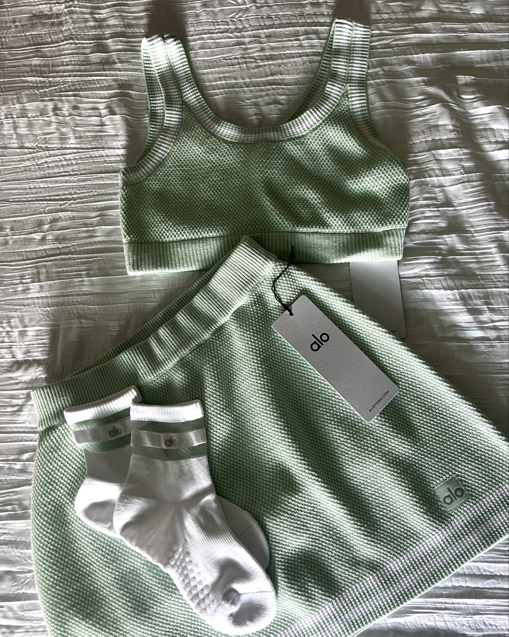 Alo knit set in spearmint. TTS - I took xs in both 

#LTKSummerEdit #LTKStyleTip #LTKActive
