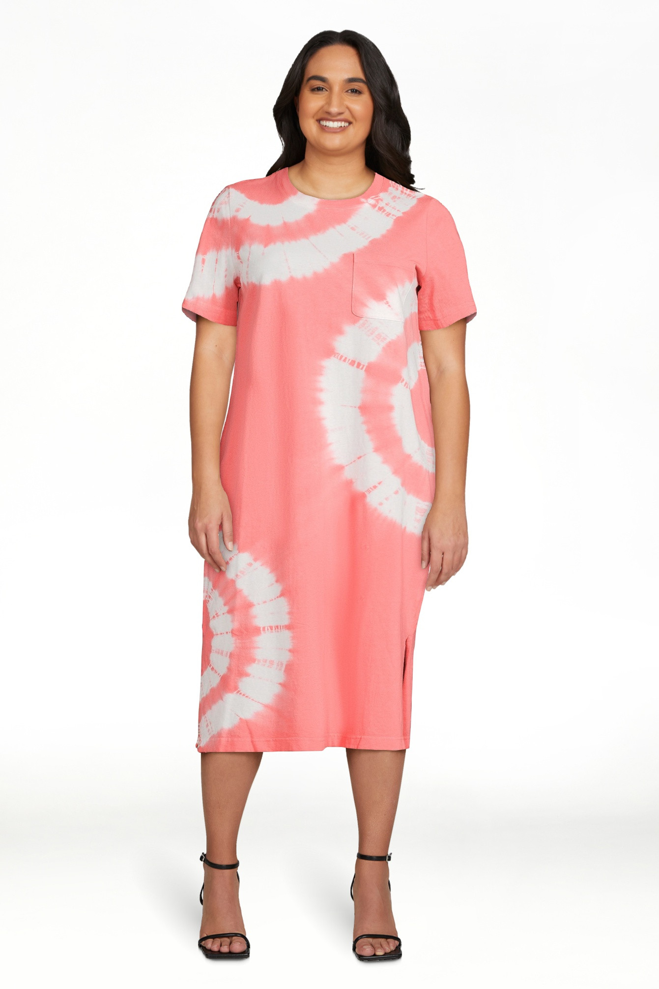 Time and Tru Women's Midi T-Shirt Dress with Short Sleeves, Sizes XS-3XL | Walmart (US)