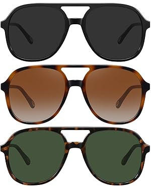 MEETSUN Retro Oversized Aviator Sunglasses for Women Men Trendy 70s 80s Vintage Square Aviators 3... | Amazon (US)