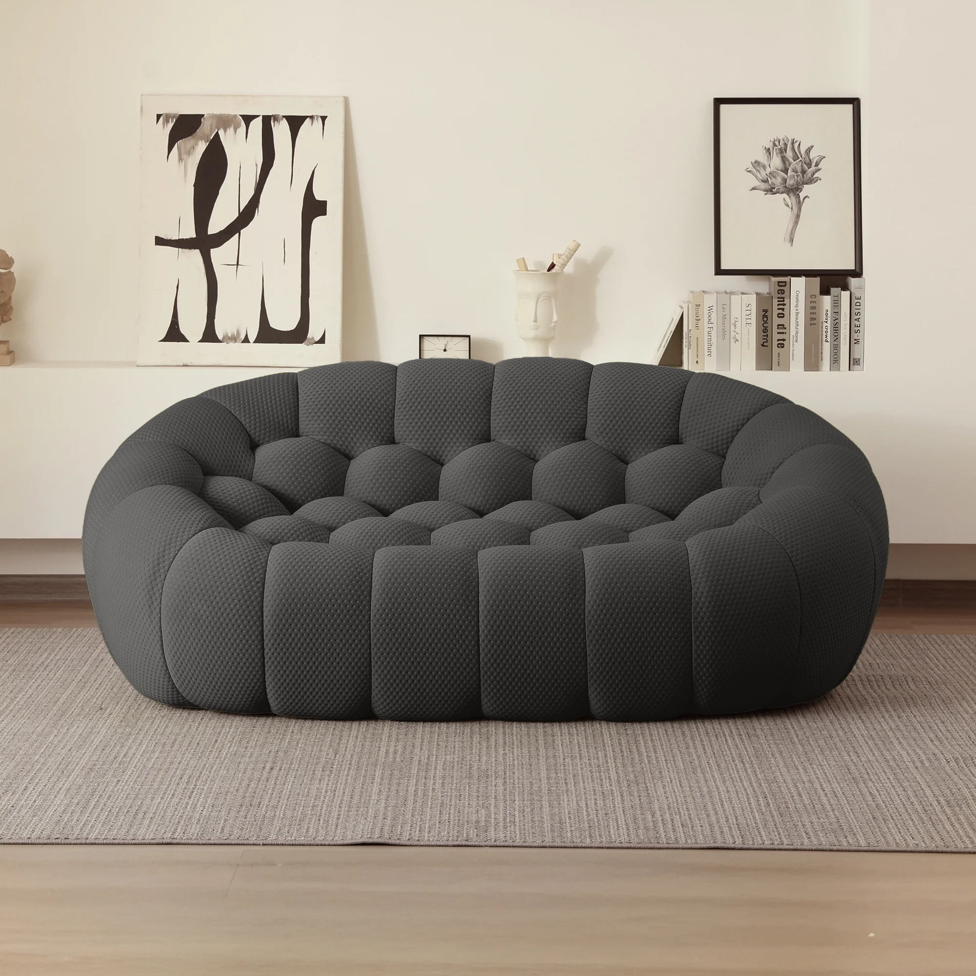 Sodrens 79.53" Bubble Couch,Modern Upholstered Mesh Fabric Lazy Floor Sofa,3D Honeycomb Shape Bub... | Walmart (US)