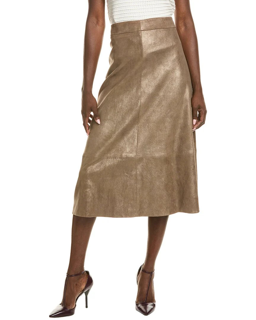 Brunello Cucinelli Leather A-Line Skirt | Shop Simon