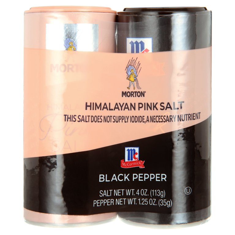 Morton Himalayan Pink Salt and McCormick Black Pepper Wrapped Pack, 4 oz and 1.25 oz Cans - Walma... | Walmart (US)
