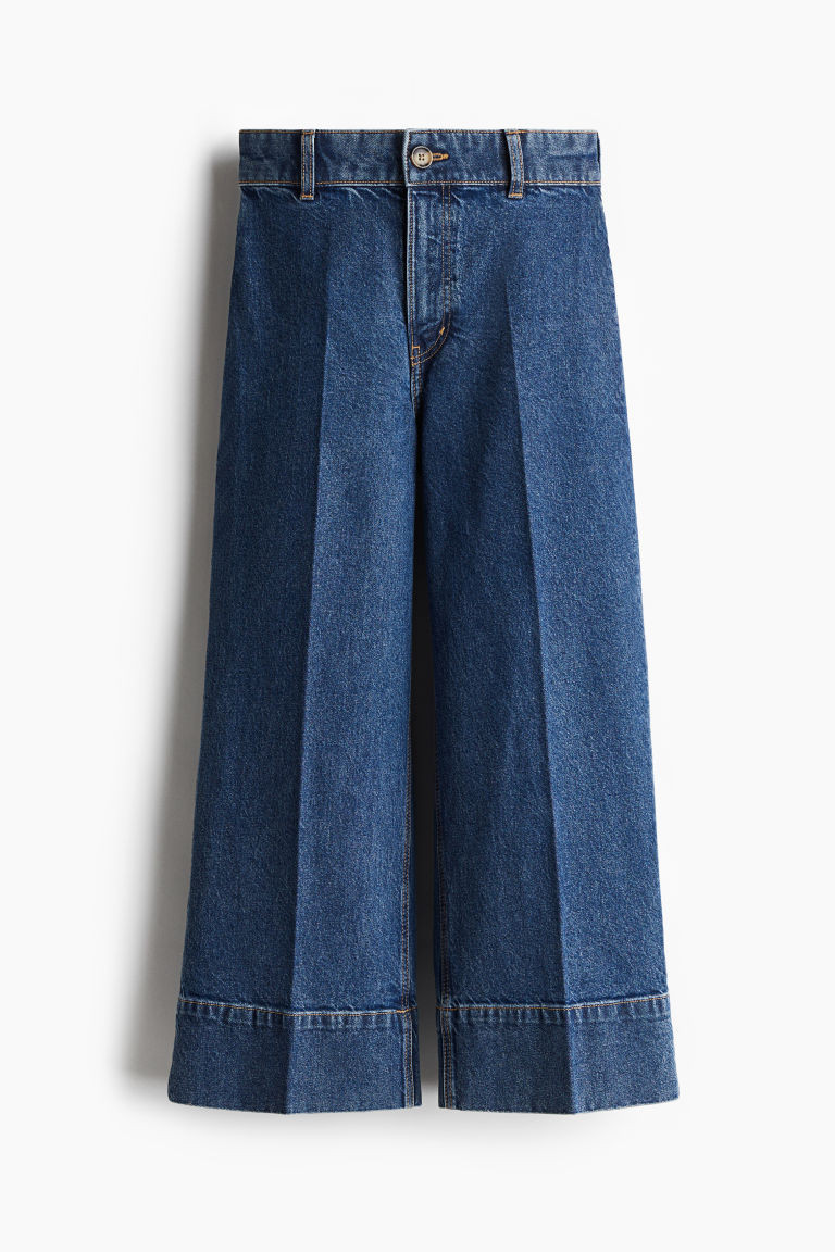 High Rise Wide Leg Cropped Jeans - Denim blue - Ladies | H&M US | H&M (US + CA)