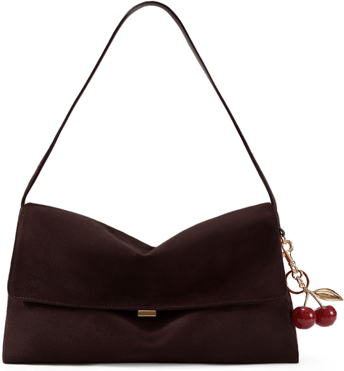 Lushandy Brown Suede Purse Faux Suede Shoulder Bag 36 Flap Slouchy Hobo Bag | Amazon (US)