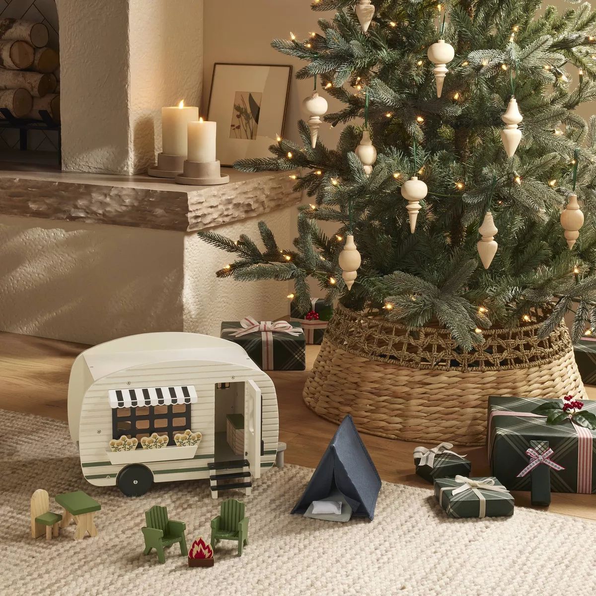 26" Basket Woven Christmas Tree Collar Light Brown - Hearth & Hand™ with Magnolia | Target
