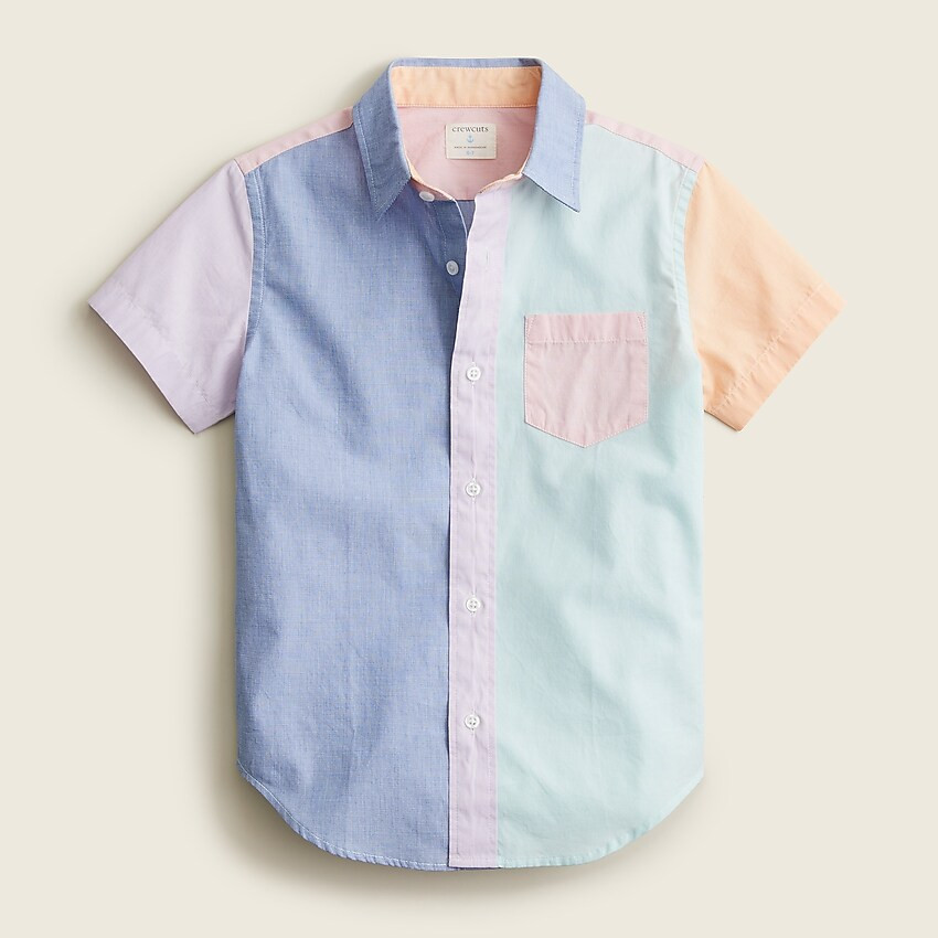 Boys' short-sleeve colorblock cotton poplin button-down | J. Crew US