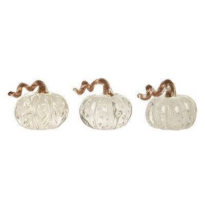 Transpac Bubble Glass Mini Pumpkins Set of 3 Decorative Figurines Clear Glass Fall Harvest Tabletop Decor Gift | Target