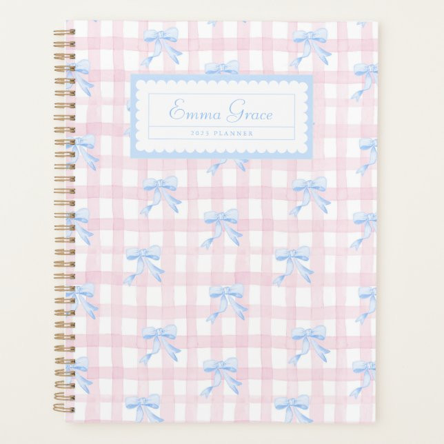 Grandmillennial Gingham with Bows Planner | Zazzle | Zazzle