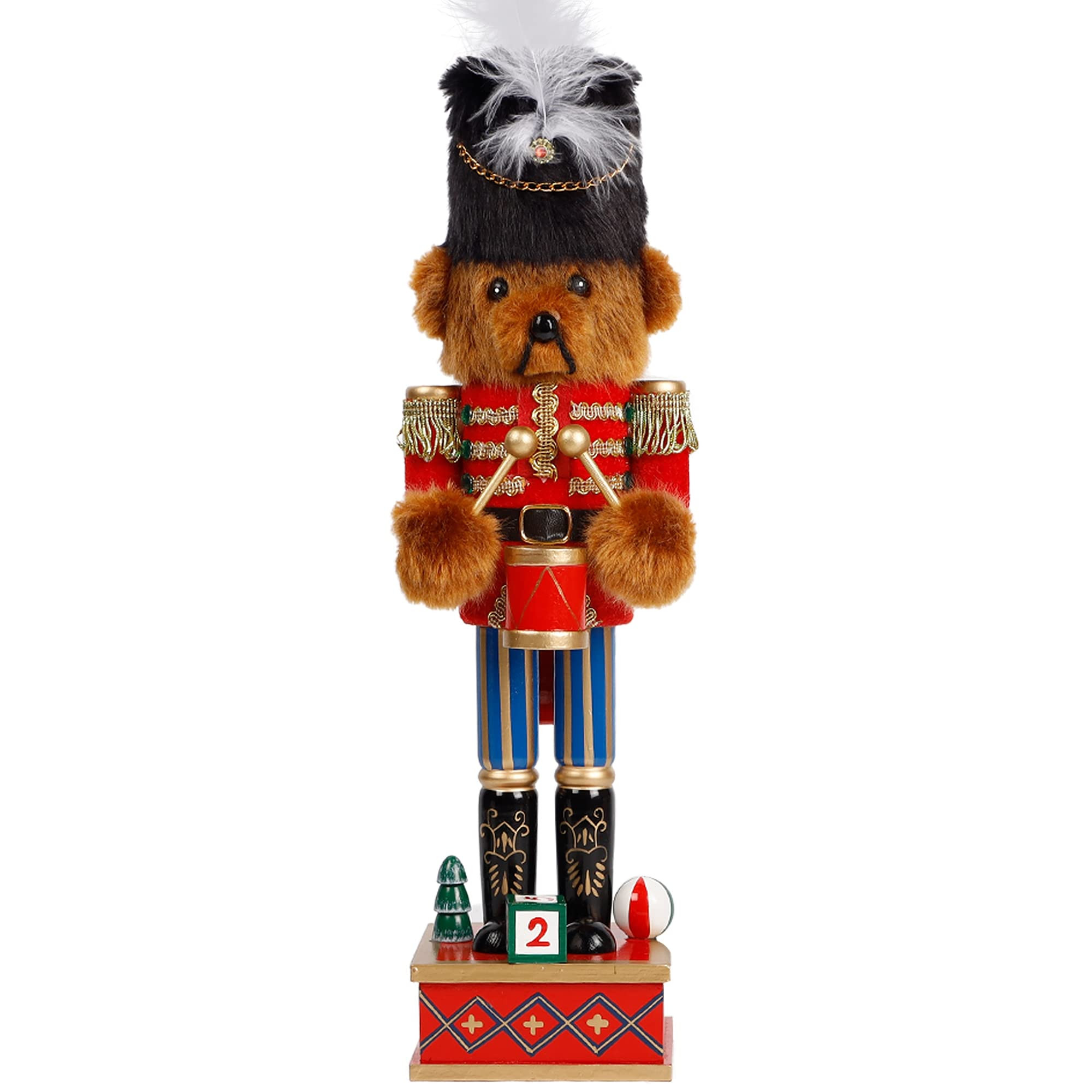 Joliyoou Christmas Nutcracker Figures, 14 Inch Wooden Nutcracker Ornaments, Large Xmas Funny Nutcracker Tabletop Festival Shelves Decorations(Bear Drummer) | Amazon (US)