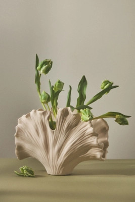 Ginkgo Cream Ceramic Vase | Anthropologie (US)