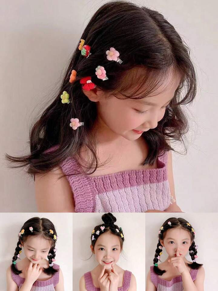 30pcs Girls' Mini Colorful Resin Hair Clips With Random Pattern | SHEIN USA | SHEIN