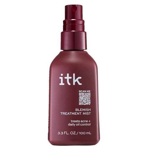 ITK Salicylic Acid BHA Blemish Mist Spot Treatment for Oily + Acne Prone Skin with Peppermint Oil + Licorice Root - Acne Treatment for Face + Body - Dark Spot Corrector - Travel Size - Vegan - 3.3 oz. | Amazon (US)