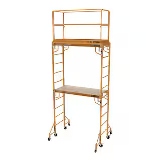12 ft. Jobsite Series 2-Story Mobile Baker Scaffolding Tower with Outriggers, Guard Rail, and Sca... | The Home Depot