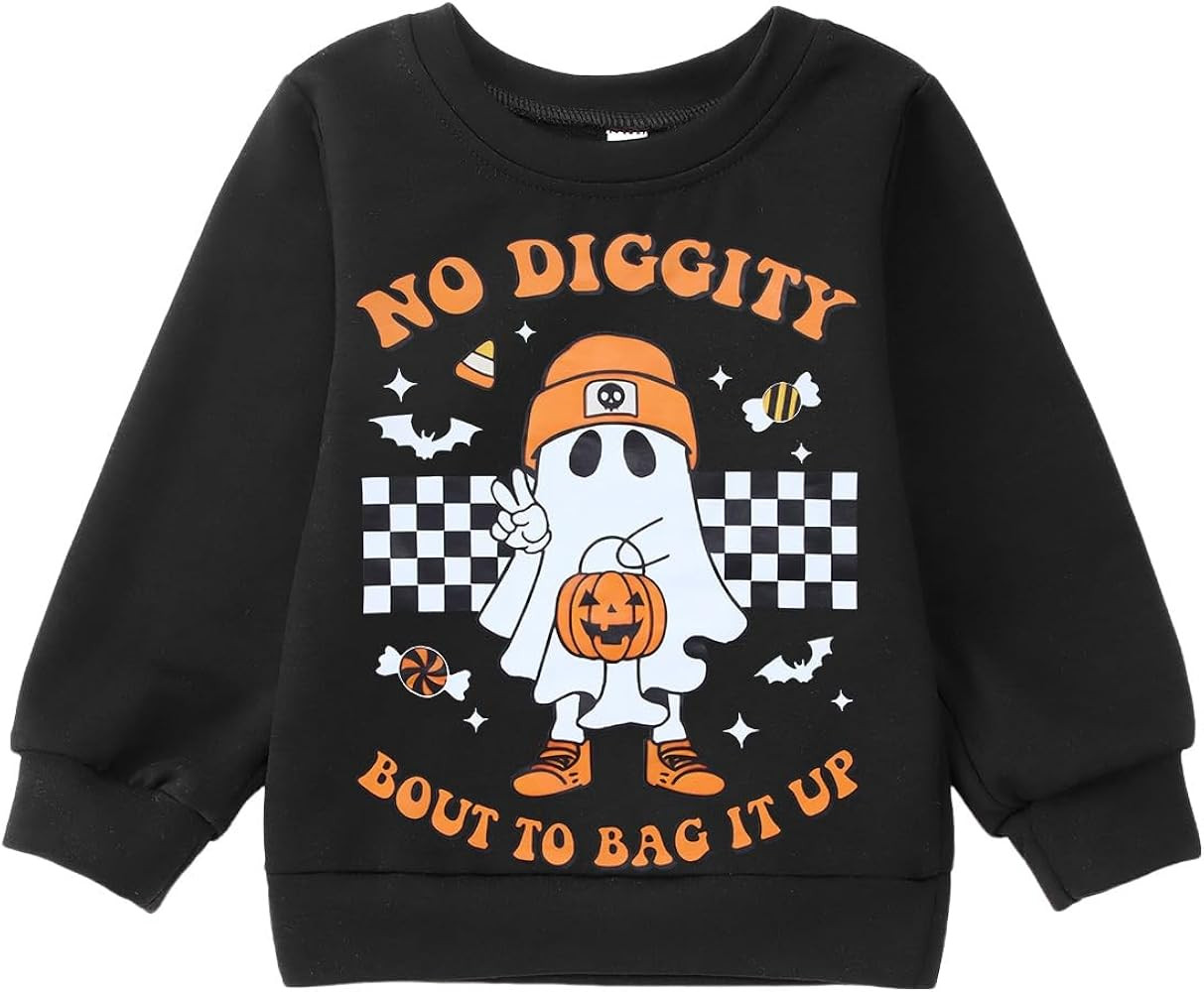IZYJOY Toddler Halloween Sweatshirt Baby Girl Boy Ghost Graphic Pullover Top No Diggity Spooky Se... | Amazon (US)