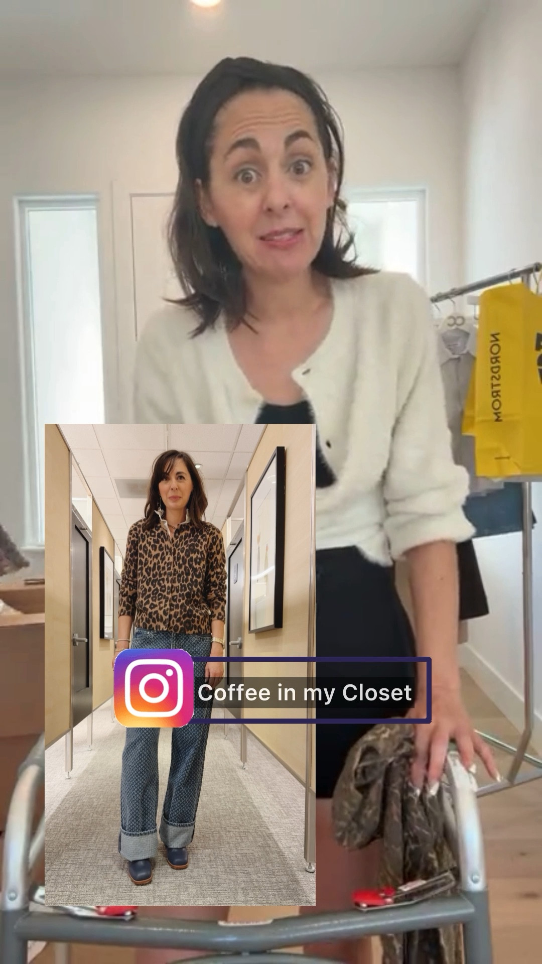 Highlights from coffee in my closet a live Styling session each week on Instagram. The fuzzy sweater runs big and comes in more colors.