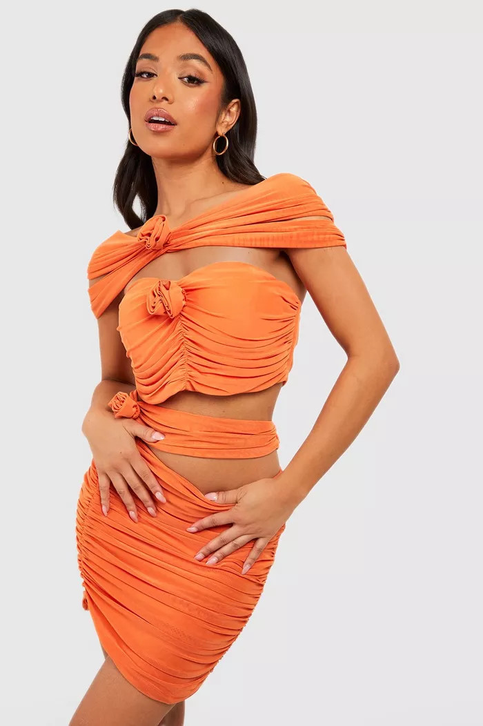 Petite Rose Corsage Mesh Corset Top | Boohoo.com (US & CA)