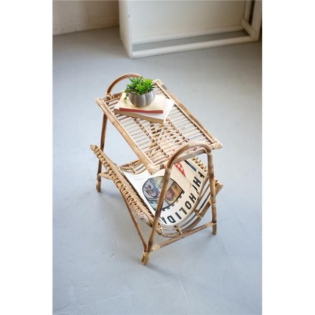 Kalalou NKE1260 21 x 15.5 x 24.5 in. Cane Magazine Rack Table | Walmart (US)