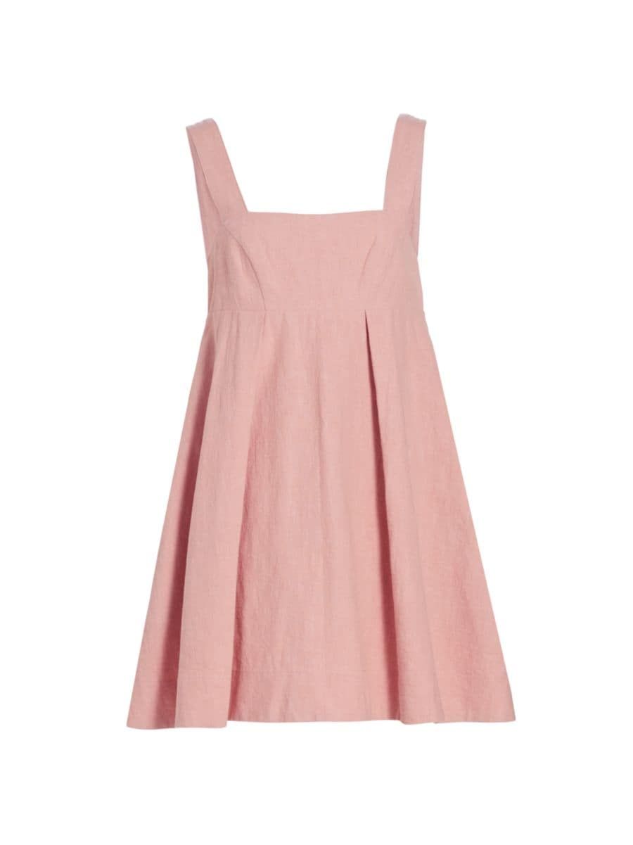 Shop En Saison Macey Smocked Linen Minidress | Saks Fifth Avenue | Saks Fifth Avenue