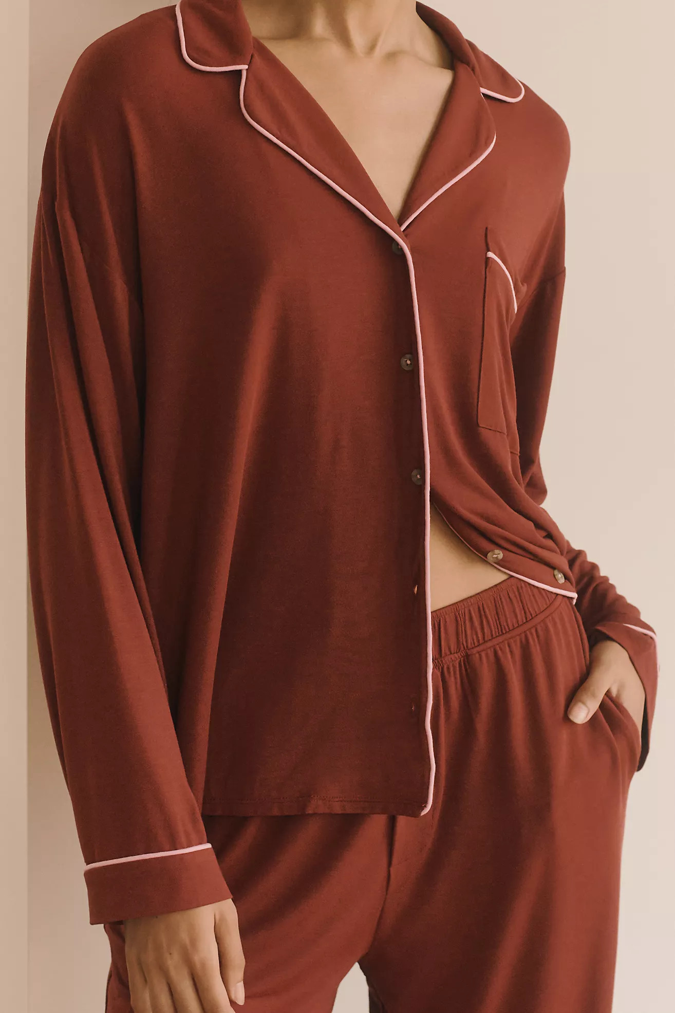 The Briar Piped Pajama Shirt: Long-Sleeve Edition | Anthropologie (US)