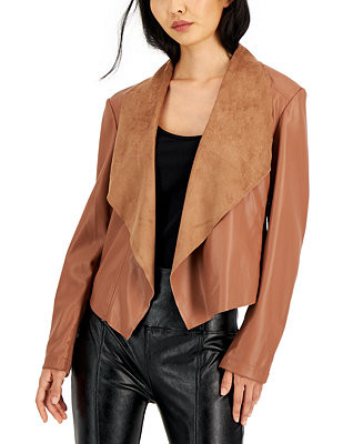Tinsel Petite Faux-Leather Flyaway-Collar Jacket & Reviews - Jacket & Blazers - Petites - Macy's | Macys (US)