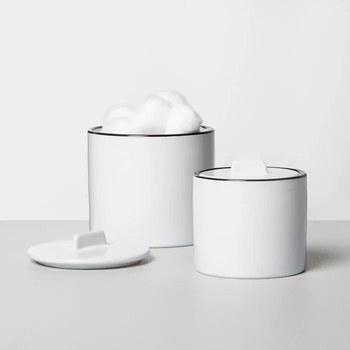 Stoneware Bath Canister White/Black - Hearth & Hand™ with Magnolia | Target