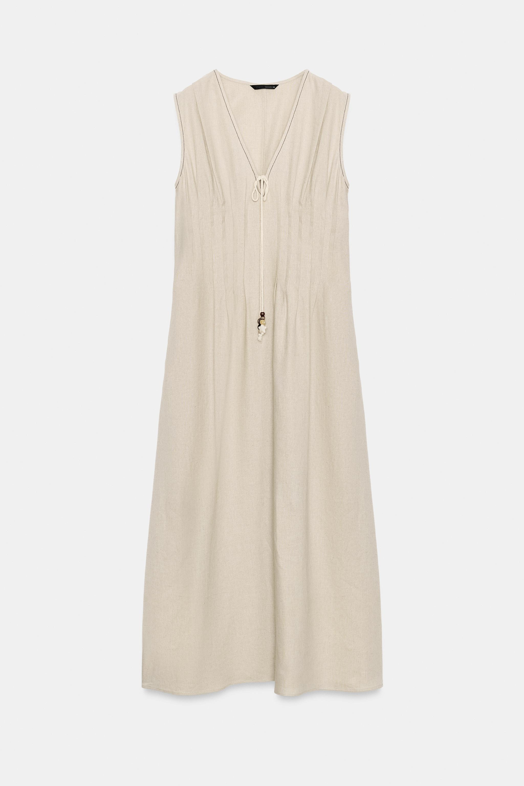 VESTITO MIDI IN LINO CON PIEGHETTE | Zara IT