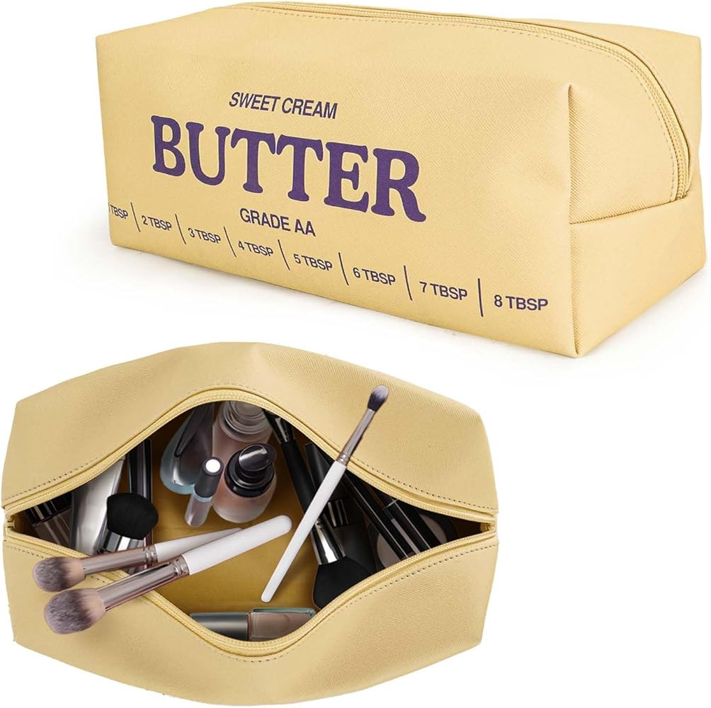 dadop Yellow Cute Makeup Bag Travel Cosmetic Bags, Funny Butter Toiletry Bags Make Up Unique Pouc... | Amazon (US)