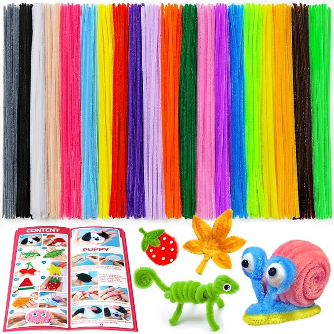 200pcs Multicolor Pipe Cleaners, 20 Colors Chenille Stems for DIY Crafts & Art Projects, Includes... | Amazon (US)