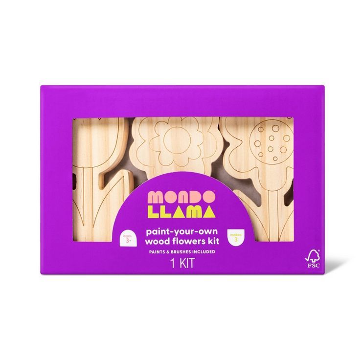 3pk Paint-Your-Own Wood Flowers Kit - Mondo Llama™ | Target