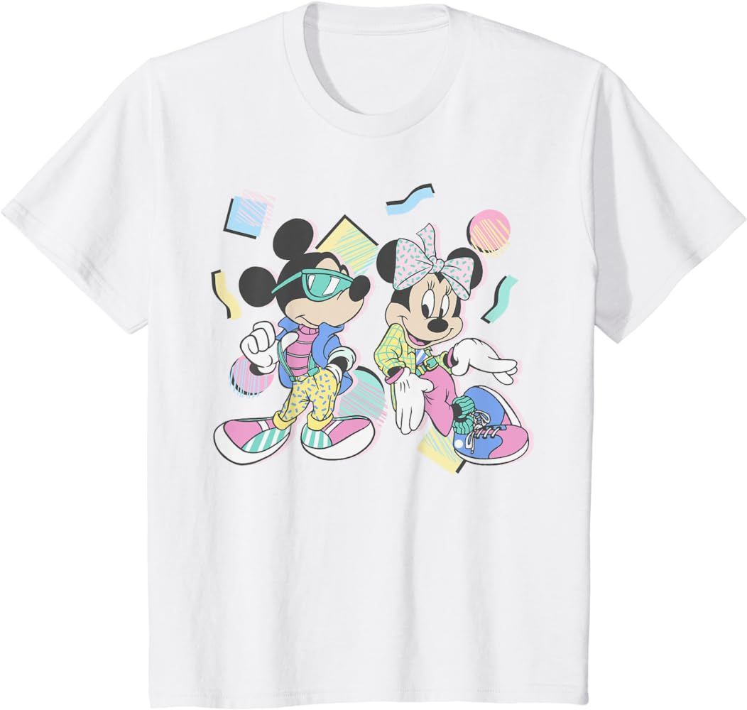 Disney Mickey And Friends Mickey & Minnie Retro 80's Style T-Shirt | Amazon (US)