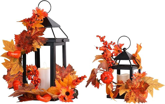 Fall Decorations for Home, DECORKEY LED Candle Lantern Decorative Indoor & Outdoor, Set of 2 Vint... | Amazon (US)