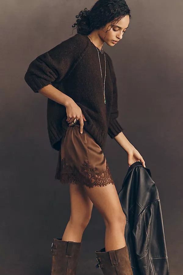 Fern Satin Lace Shorts | Anthropologie (US)