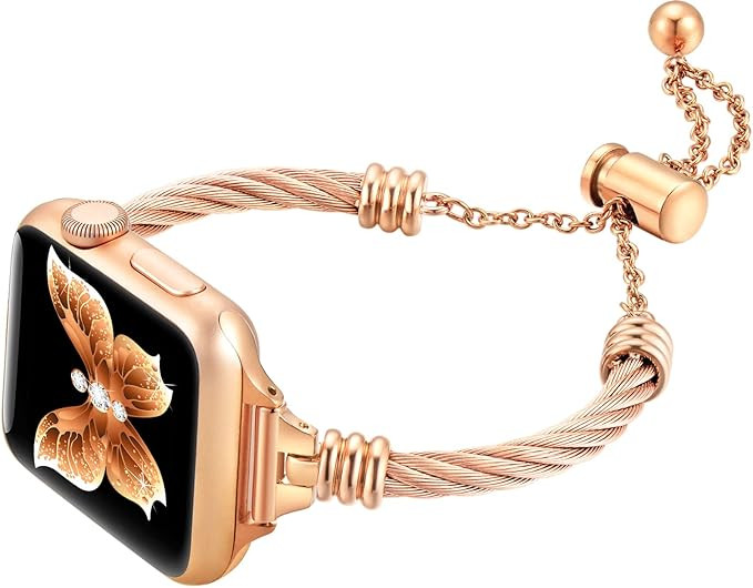 Dilando Rose Gold Compatible for Apple Watch Band 38mm/40mm/41mm Women Bracelet Series 8/7, Slim ... | Amazon (US)