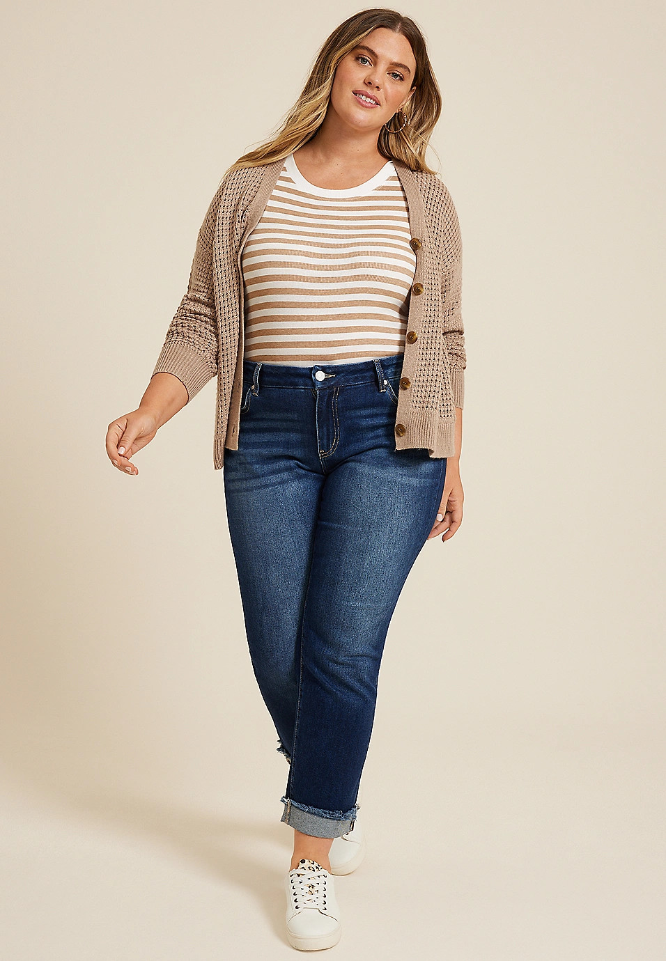 Plus Size KanCan™ Mid Rise Frayed Cuff Straight Jean | Maurices