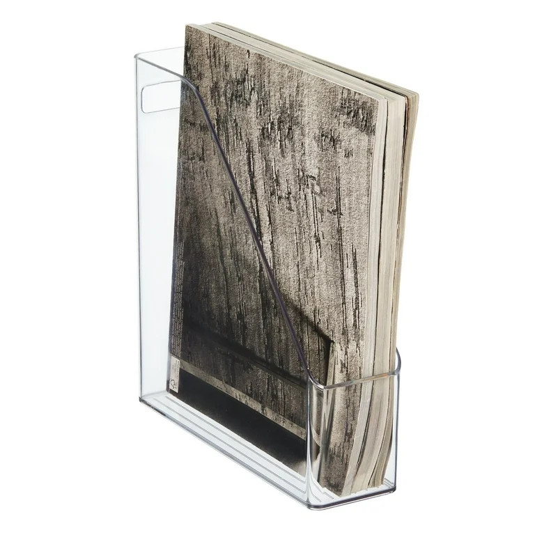 mDesign Plastic Slim Vertical File Folder Storage Organizer Bin - Handle, Clear | Walmart (US)