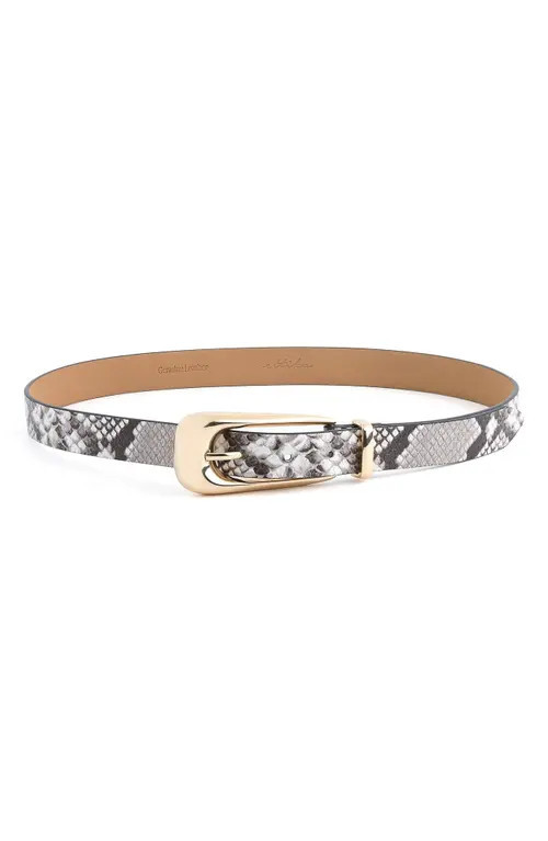 Ettika Snakeskin Print Leather Belt in Grey Snake at Nordstrom, Size Xx-Large | Nordstrom