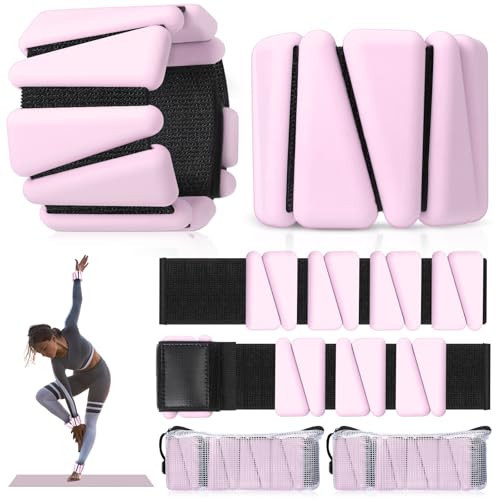 Vinsot Wrist Weights for Women Set of 4（4 Lbs）Adjustable Silicone Ankle Weight Bracelet for Yoga Pilates Gym Workout Running Walking Strength Training(Pink) | Amazon (US)