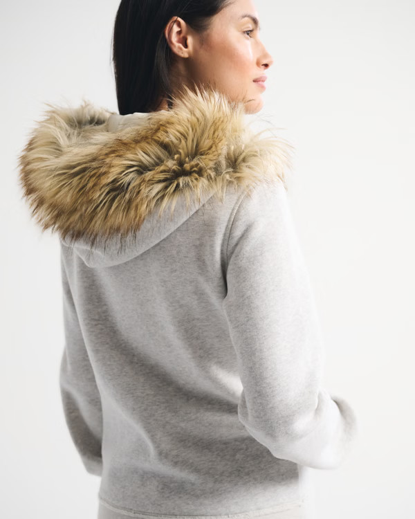 Faux Fur-Lined Full-Zip Hoodie | Abercrombie & Fitch (US)
