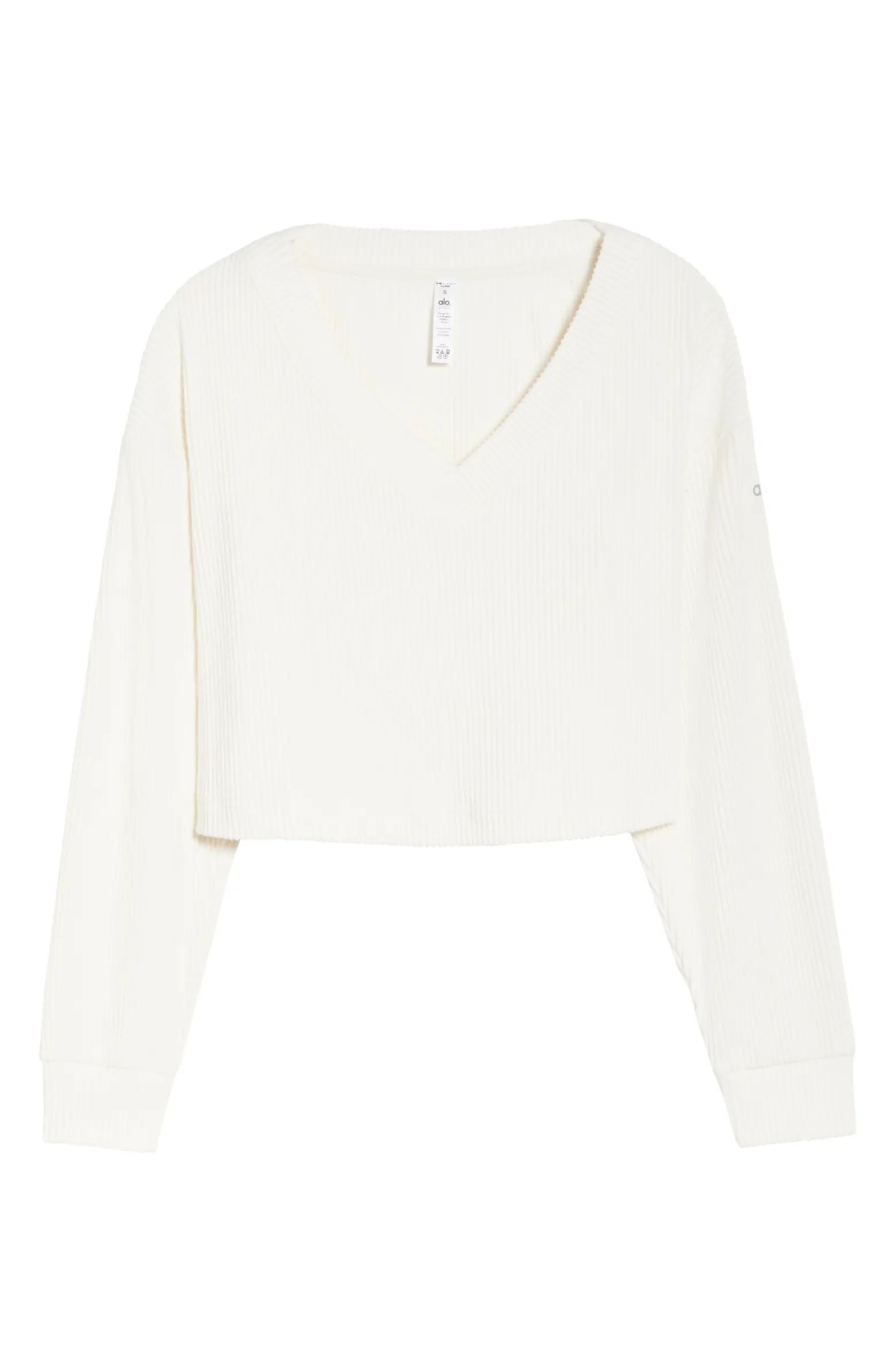 Alo Muse Ribbed Crop Pullover | Nordstrom | Nordstrom