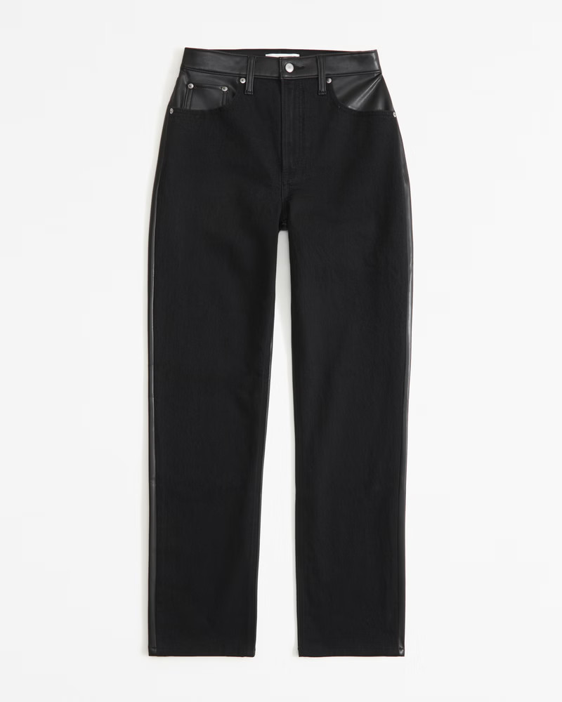 Mixed Fabric Curve Love Ultra High Rise 90s Straight Jean | Abercrombie & Fitch (US)