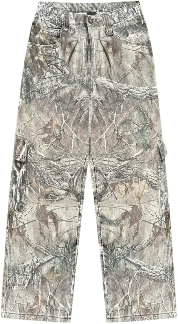 Camo Pants Y2k Baggy Cargo Pants Camouflage Wide Leg Jeans Joggers Trousers with Pockets Stretch ... | Amazon (US)