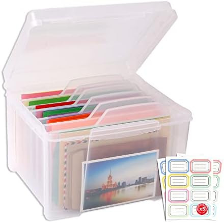 Greeting Card Storage & Organizer Box with 6 Adjustable Dividers for Holiday Birthday Photos, Crafts | Amazon (US)