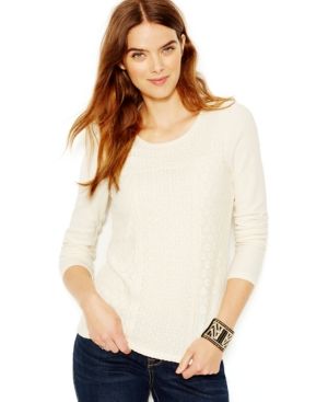 Lucky Brand Mixed Lace Thermal Top | Macys (US)