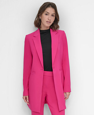 DKNY Women's One-Button Long Blazer  - Macy's | Macy's