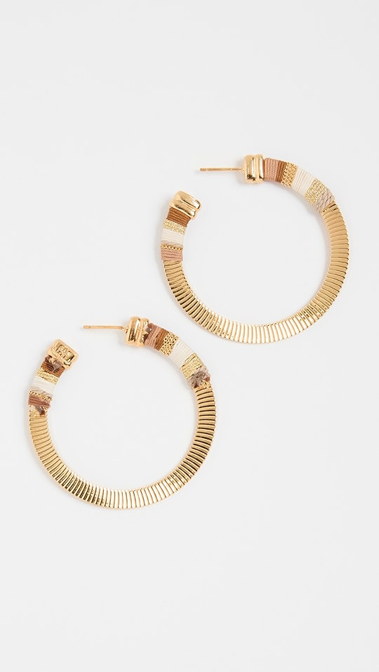 Gilded Metal Striated Hoops | Shopbop